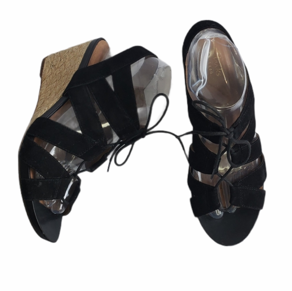 Clarks Black Strappy Wedges